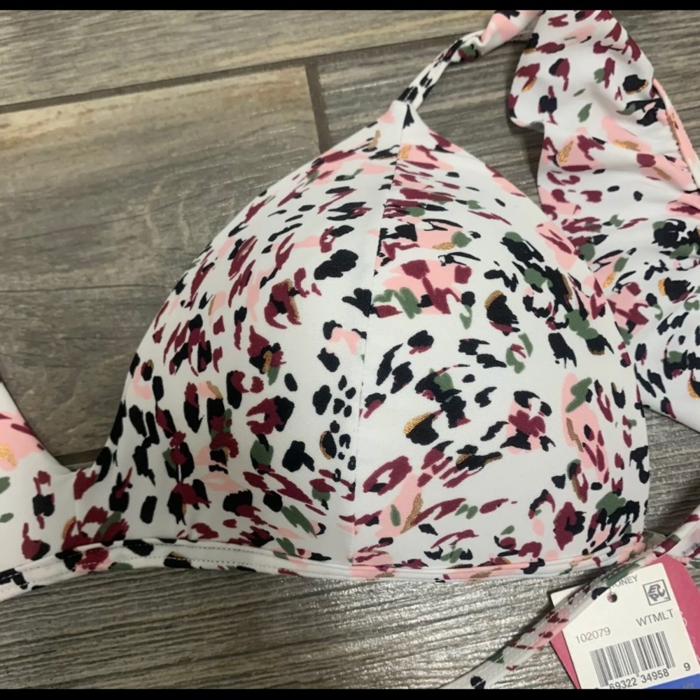 NWT Hula Honey Cheetah Swirl Ruffled Push-Up Bikini Top Jrs S M L XL Swimwear - Picture 4 of 9